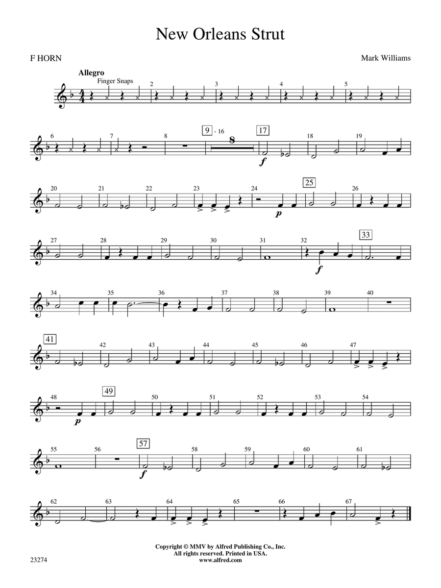 New Orleans Strut: 1st F Horn