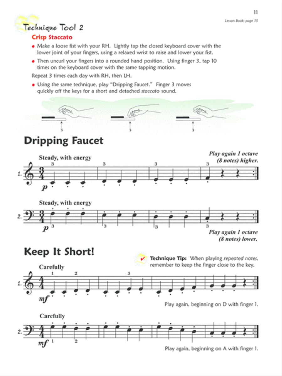Premier Piano Course Technique, Book 1B Piano Method scores gallery preview page 3