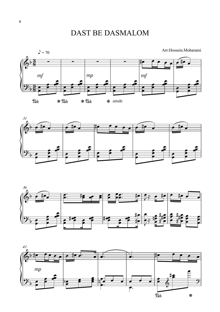 10 Iranian Folk Music Easy Piano scores gallery preview page 4