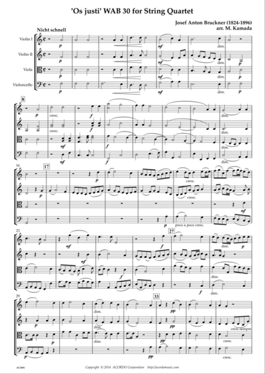 'Os justi' WAB 30 for String Quartet String Quartet scores gallery preview page 1