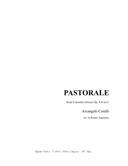 PASTORALE from Concerto Grosso Op. 6-8 in G by A. Corelli - Arr. for String Trio image number null