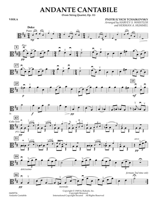 Andante Cantabile (from String Quartet, Op. 11) - Viola