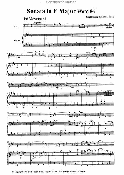 Flute Sonata in E Major Wotq 84