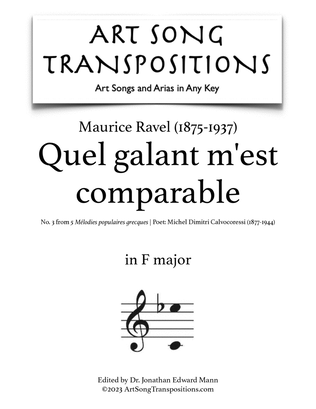 RAVEL: Quel galant m’est comparable (transposed to F major)