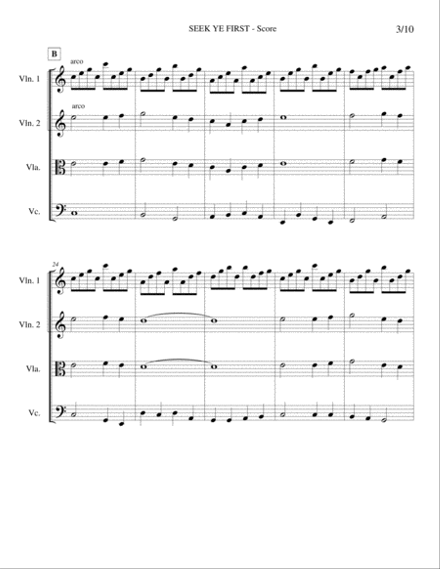 SEEK YE FIRST Maranatha Singers - Strings Quartet/Orchestra - Score + Set of Parts String Orchestra scores gallery preview page 3