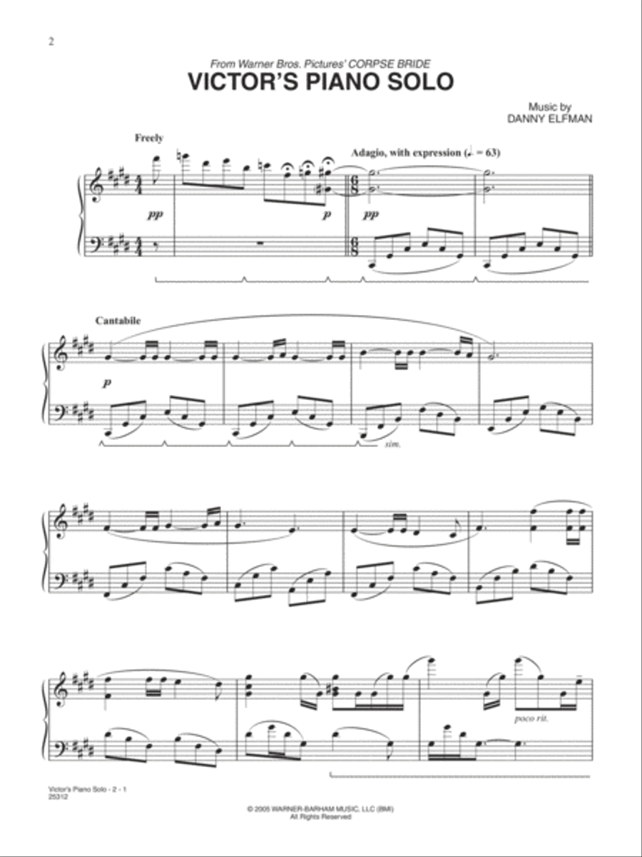 Victor's Piano Solo (from Corpse Bride) Piano, Vocal, Guitar scores gallery preview page 1