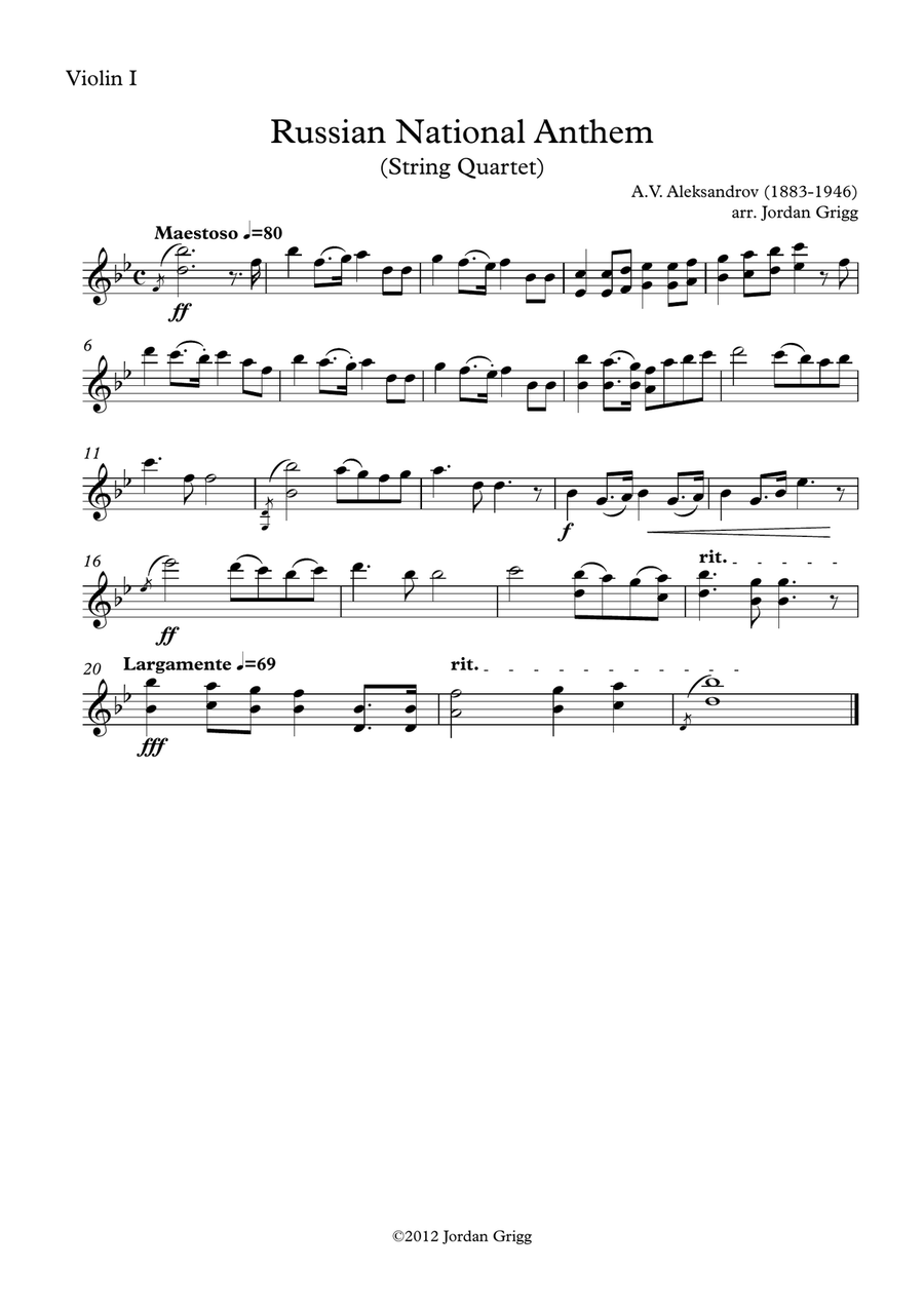 Russian National Anthem (String Quartet) String Quartet scores gallery preview page 4