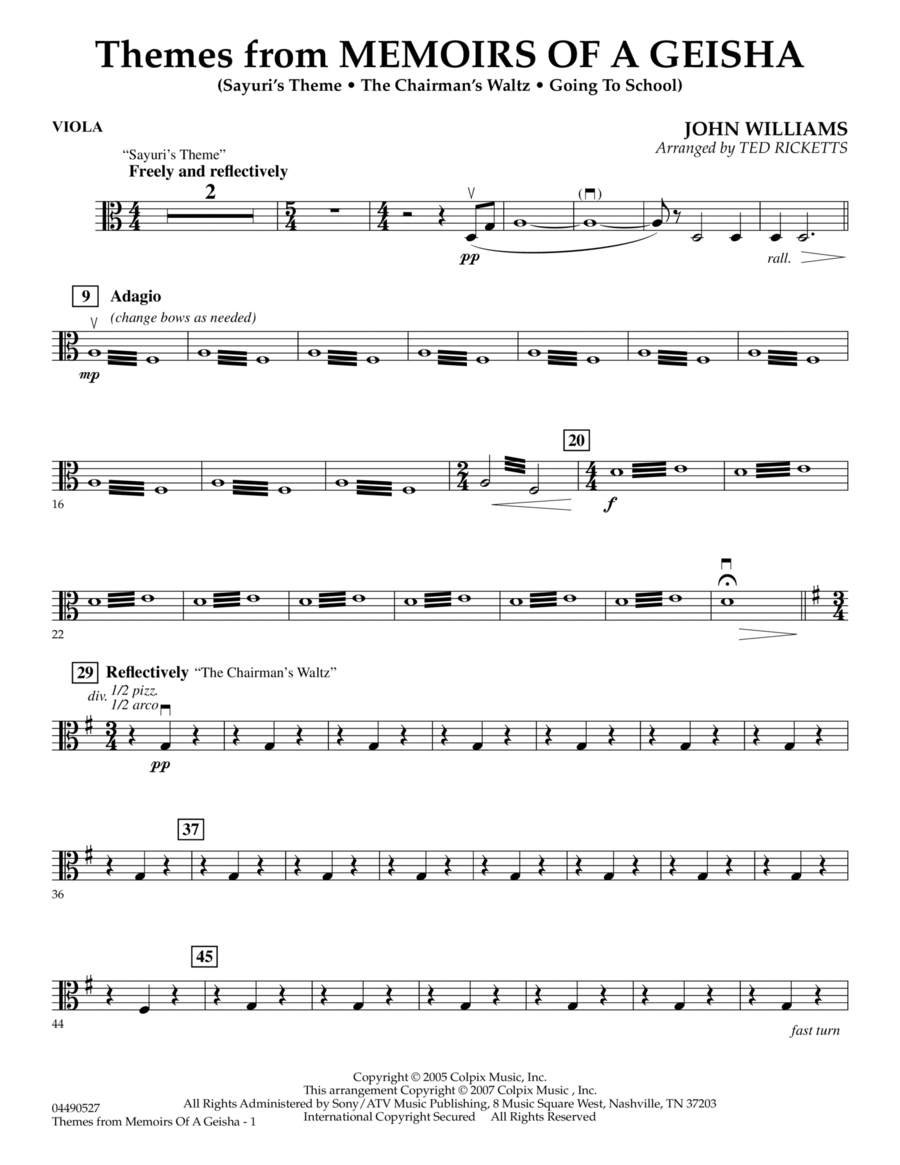 Themes from Memoirs of a Geisha - Viola Viola scores gallery preview page 1