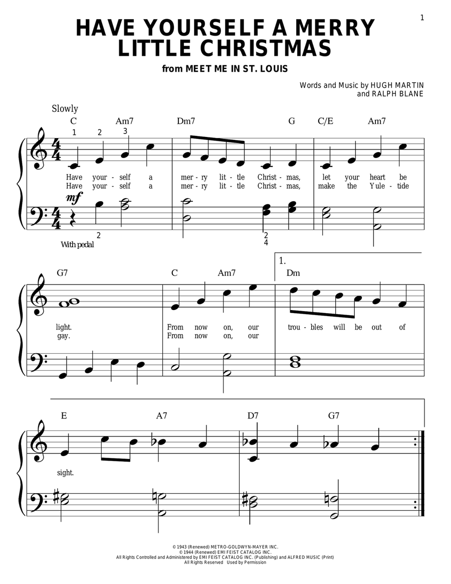 Have Yourself A Merry Little Christmas Easy Piano scores gallery preview page 1