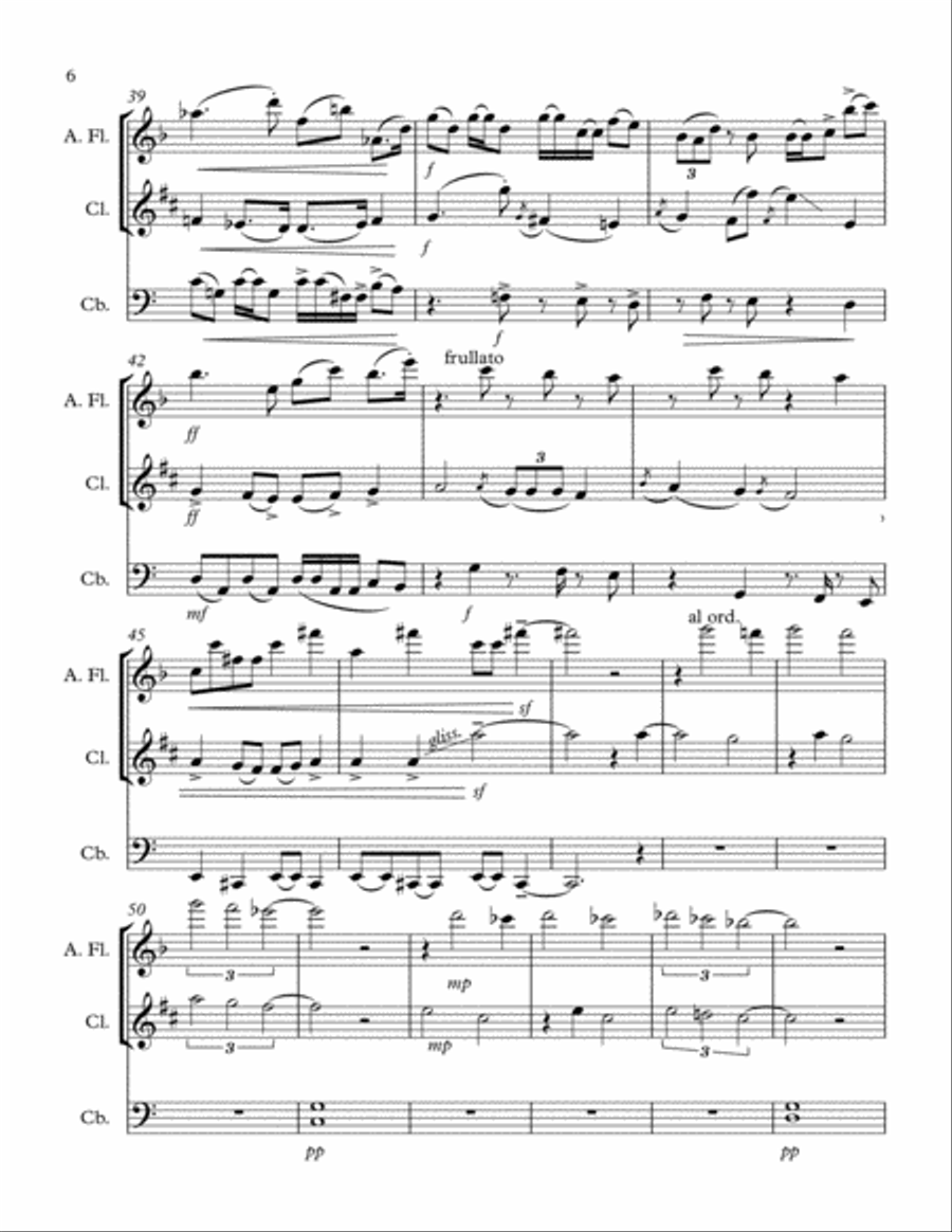 Snail (Melc) - trio for alto flute, clarinet in Bb and five-stringed contrabass Small Ensemble scores gallery preview page 6