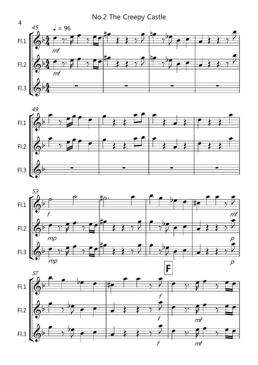 3 Halloween Pieces for Flute Trio Flute Solo scores gallery preview page 4