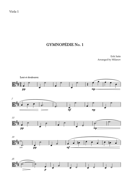 Gymnopédie no 1 | Viola Duet | Original Key |Easy intermediate image number null