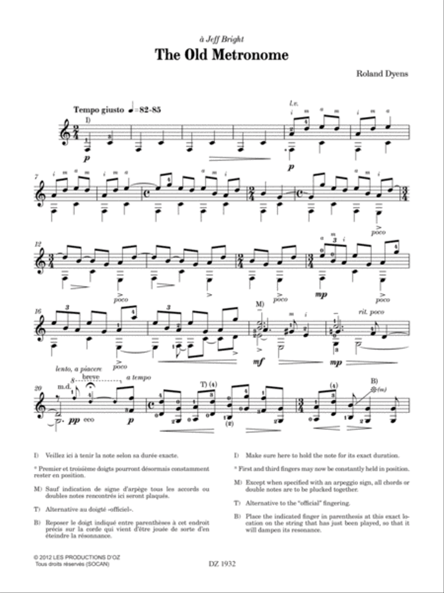 Les 100 de Roland Dyens - The Old Metronome Classical Guitar scores gallery preview page 2