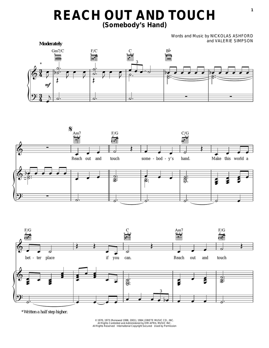 Reach Out And Touch (Somebody's Hand) Acoustic Guitar scores gallery preview page 1