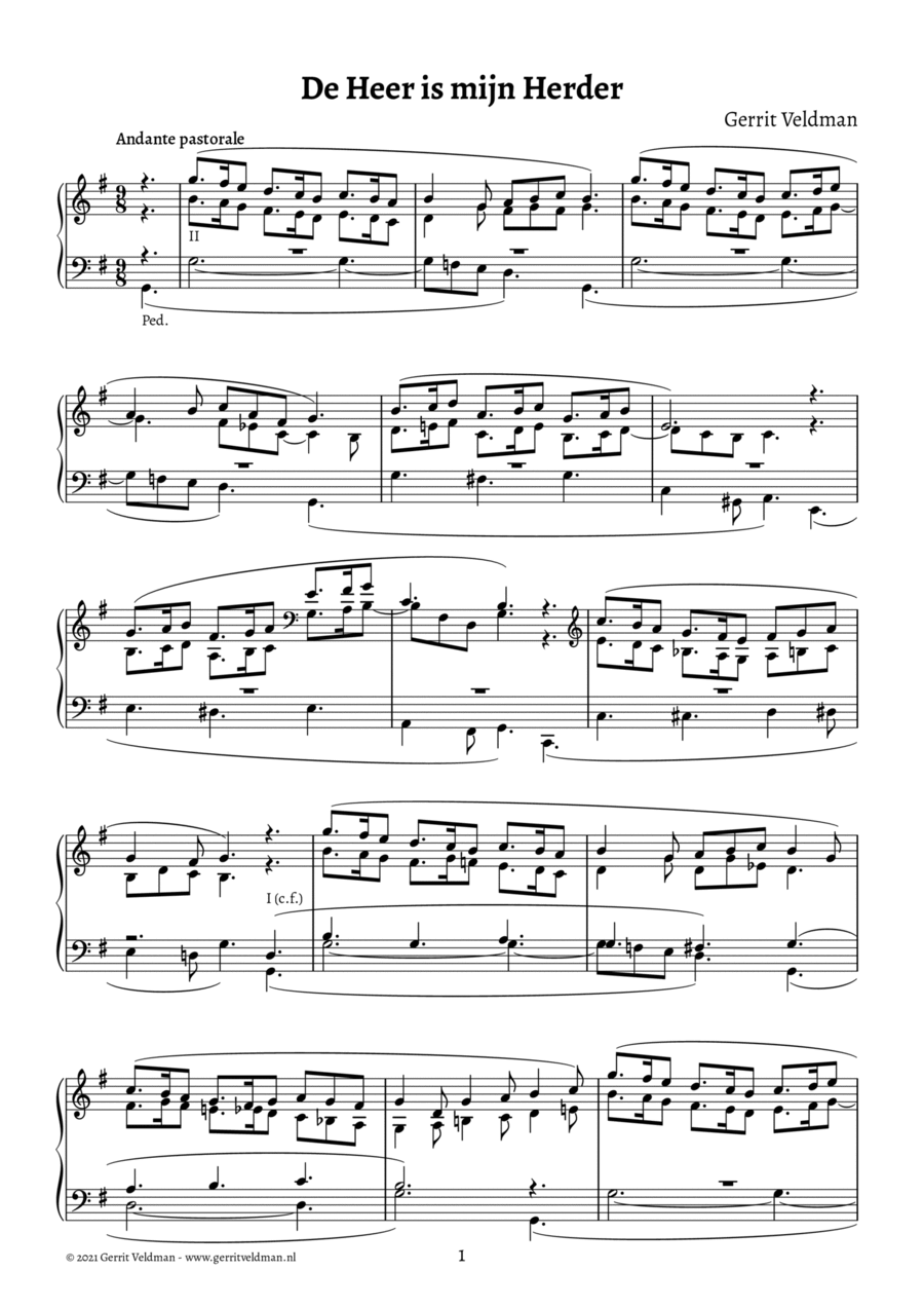 De Heer is mijn Herder/The Lord is My Shephard Organ Solo scores gallery preview page 1