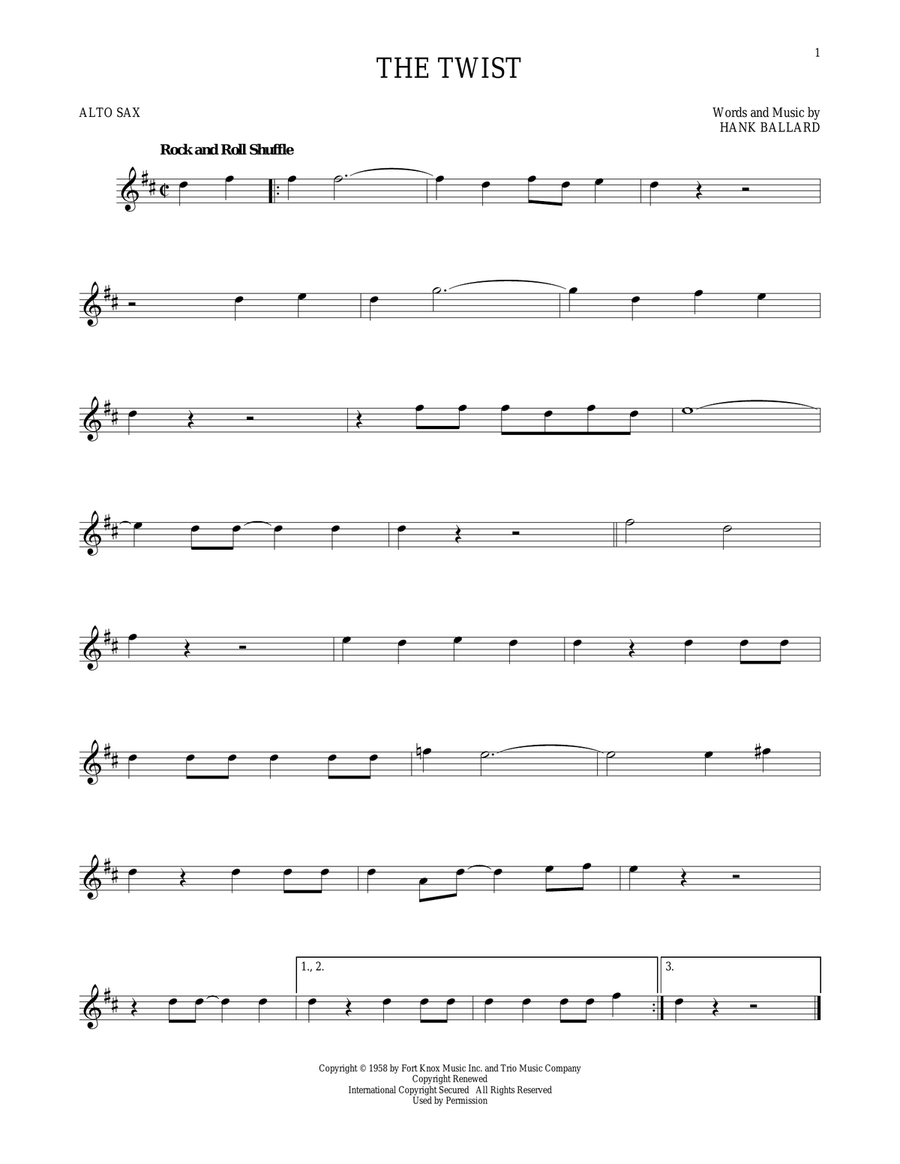 The Twist Alto Saxophone scores gallery preview page 1