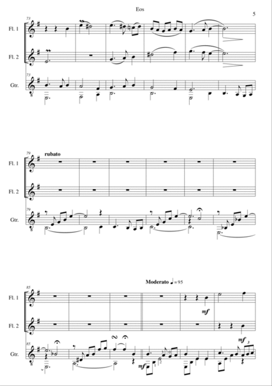 Eos for 2 flutes and guitar Flute scores gallery preview page 5