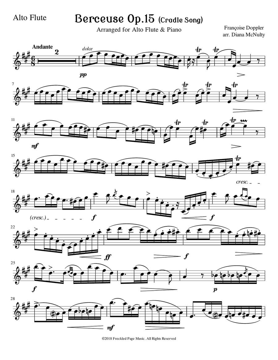Berceuse Op.15 - for Alto Flute & Piano Flute Solo scores gallery preview page 2
