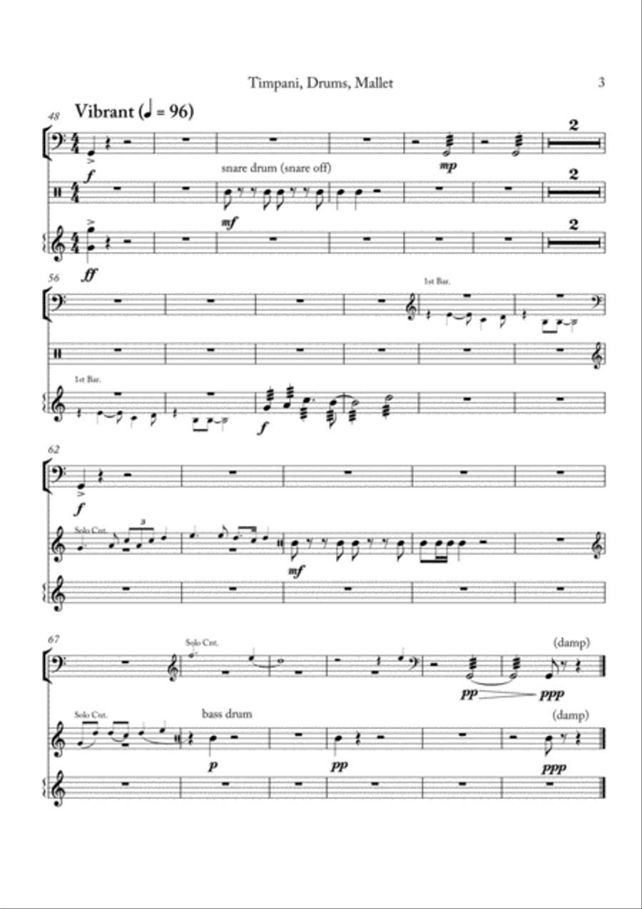 Carson Cooman: Pittsburgh Rhapsody (2008) for brass band, timpani-drums-mallets part Brass Band scores gallery preview page 3