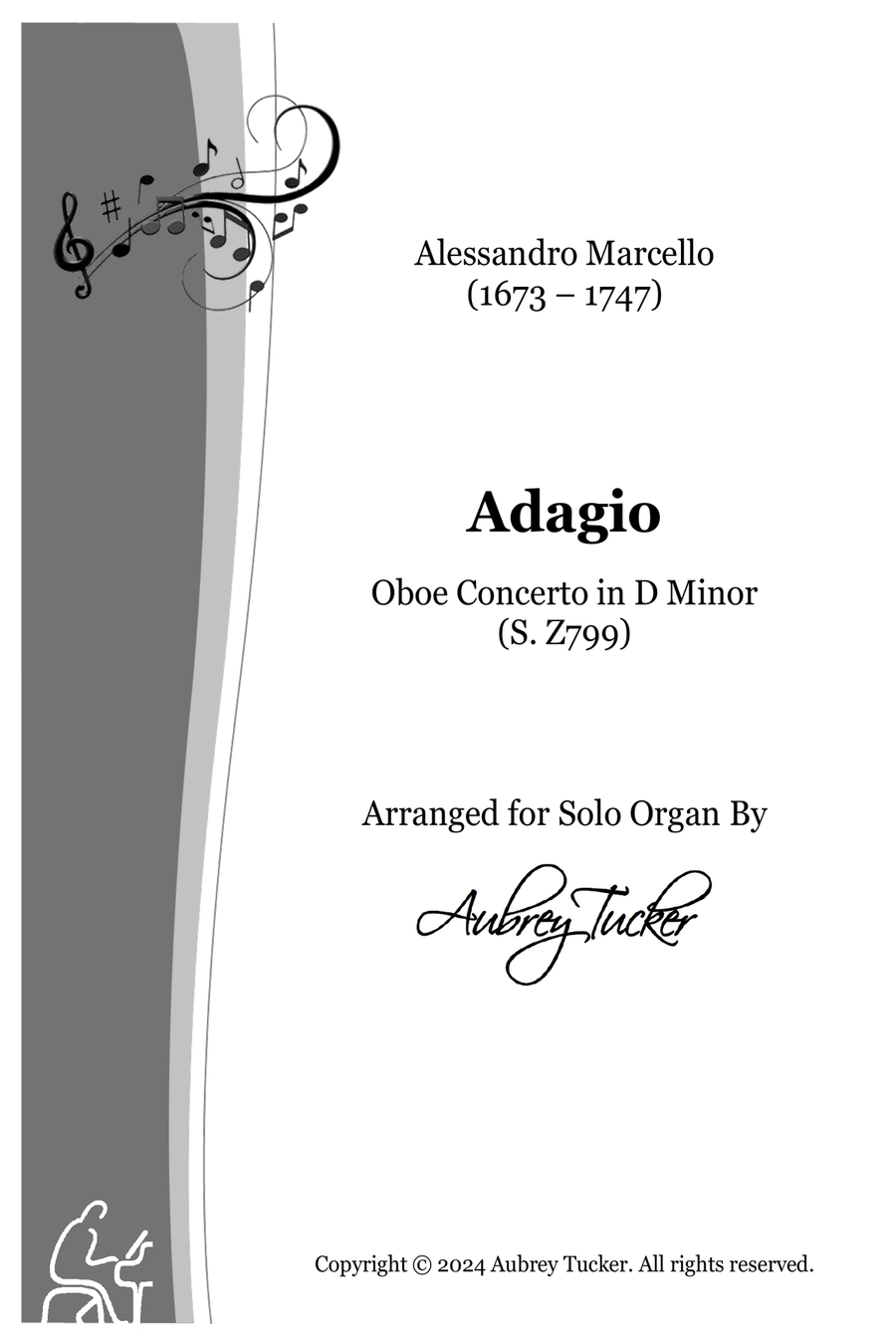 Organ: Adagio (Oboe Concerto in D Minor, S. Z799) - Alessandro Marcello Organ Solo scores gallery preview page 1