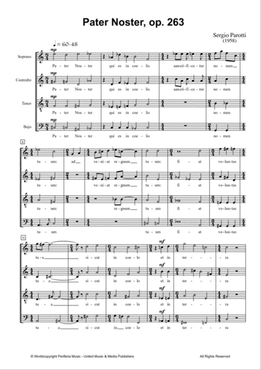 Pater Noster, op. 263 for Mixed Choir (SATB) 4-Part scores gallery preview page 2