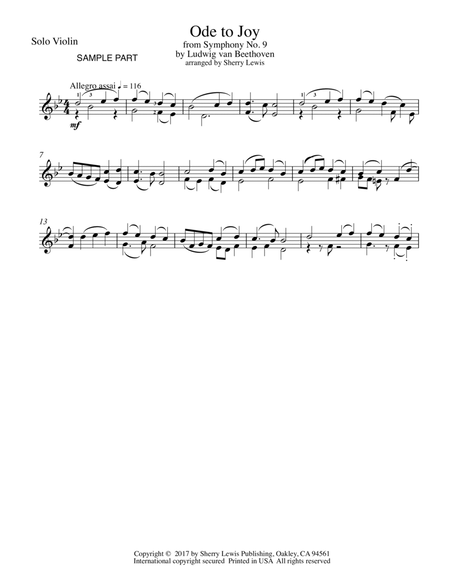 ODE TO JOY, Violin Solo, Intermediate Level image number null