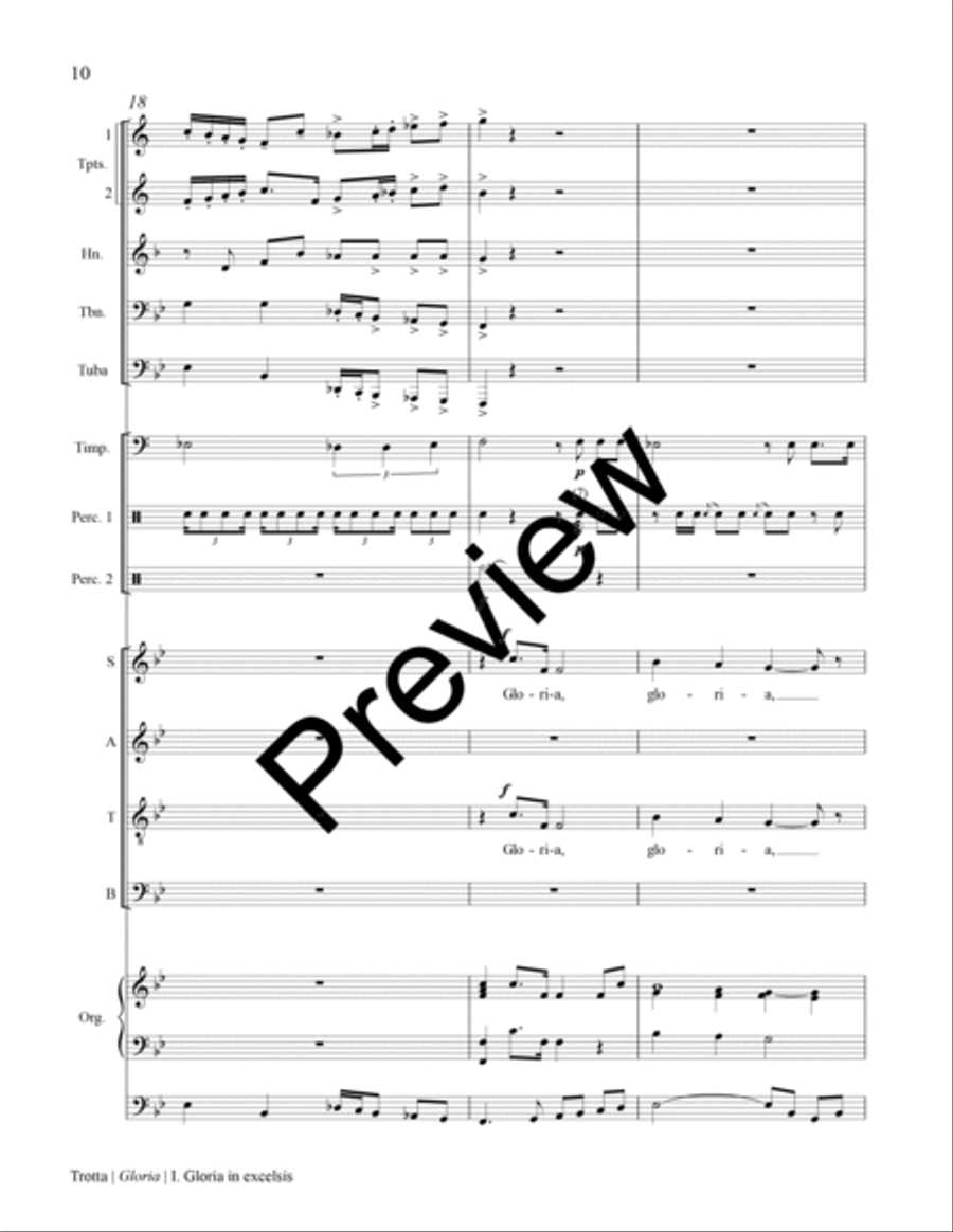 Gloria (Full Score for Organ, Brass, Percussion) Choir scores gallery preview page 13