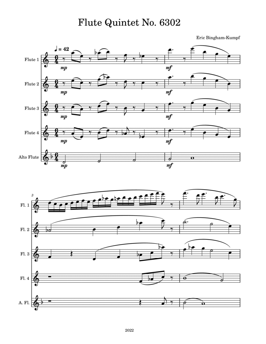 Flute Quintet No. 6302 Woodwind Quintet scores gallery preview page 1