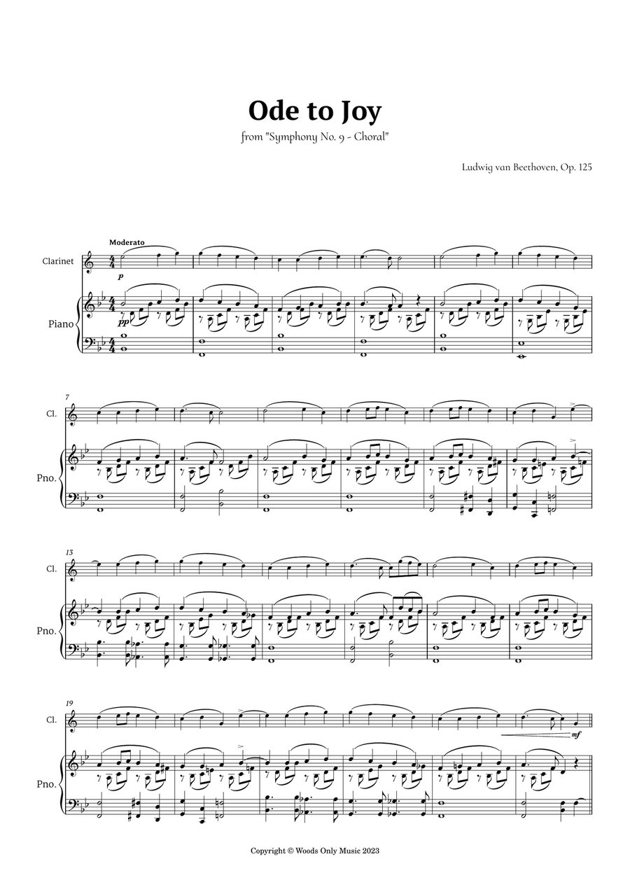 Ode to Joy by Beethoven for Clarinet B-Flat Clarinet scores gallery preview page 2
