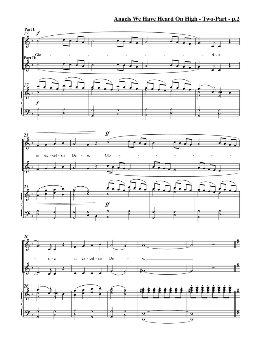 Angels We Have Heard On High (Two-Part Choir) 2-Part scores gallery preview page 3