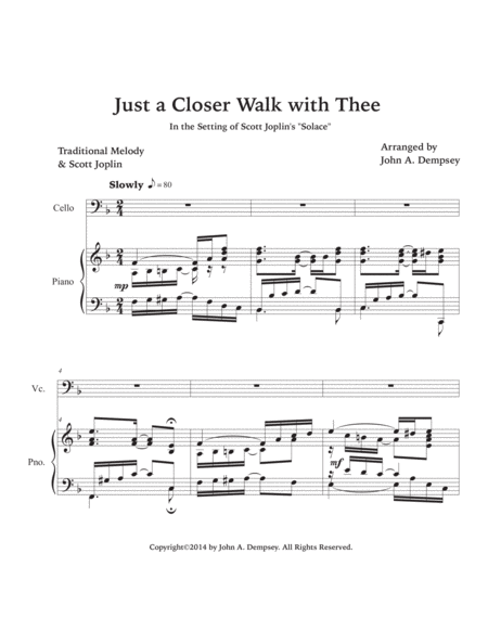 Just a Closer Walk with Thee (Cello and Piano) image number null