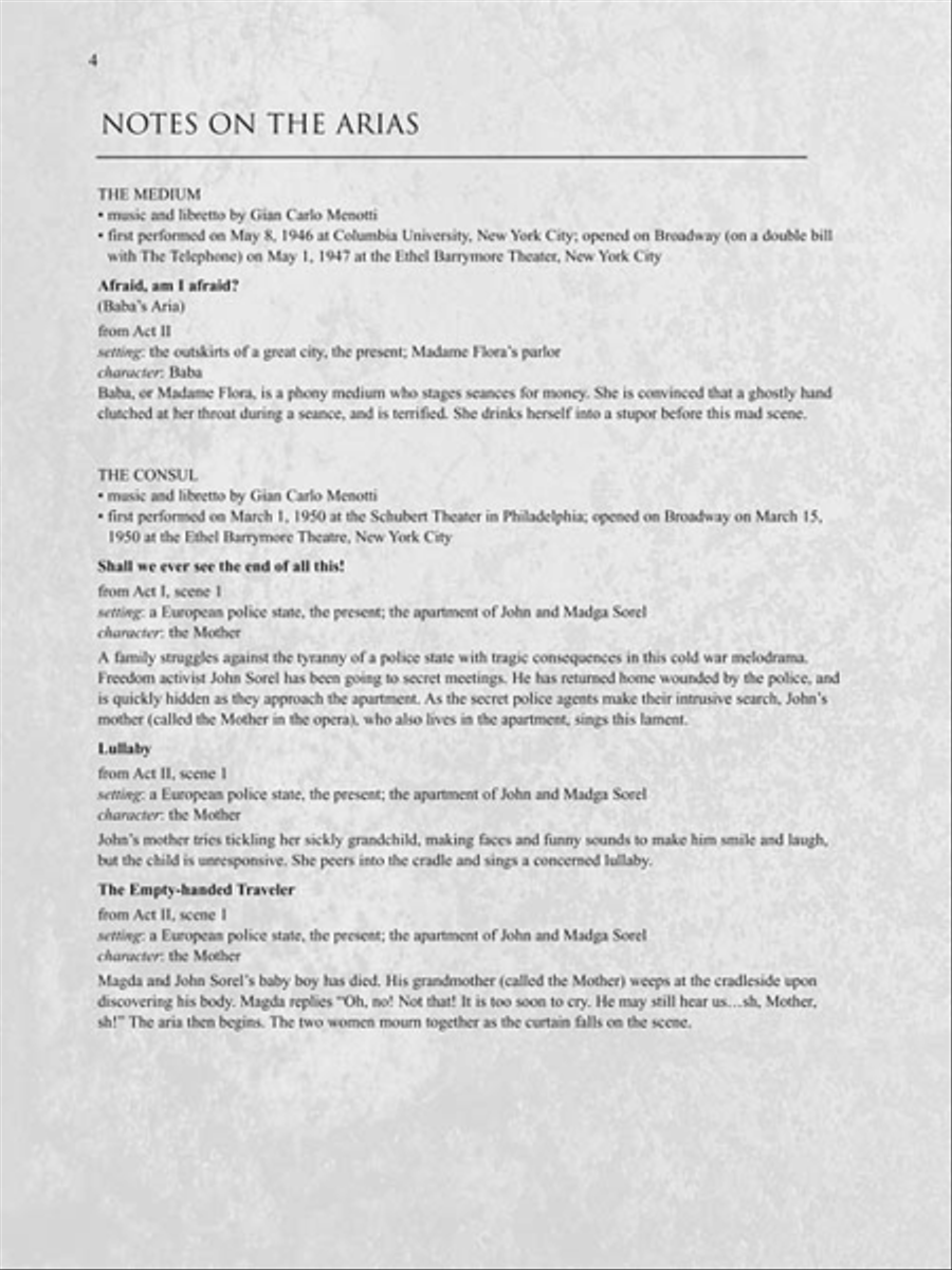 Menotti Arias for Mezzo-Soprano Mezzo-Soprano Voice scores gallery preview page 4