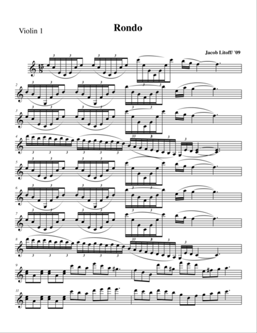 Rondo - Violin 1 part Rondo - Violin 1 part String Quartet scores gallery preview page 1
