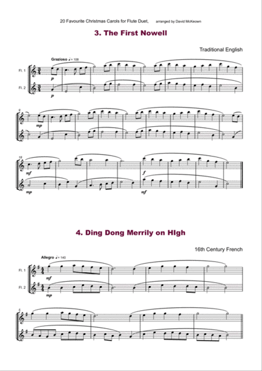 20 Favourite Christmas Carols for Flute Duet Flute Duet scores gallery preview page 4