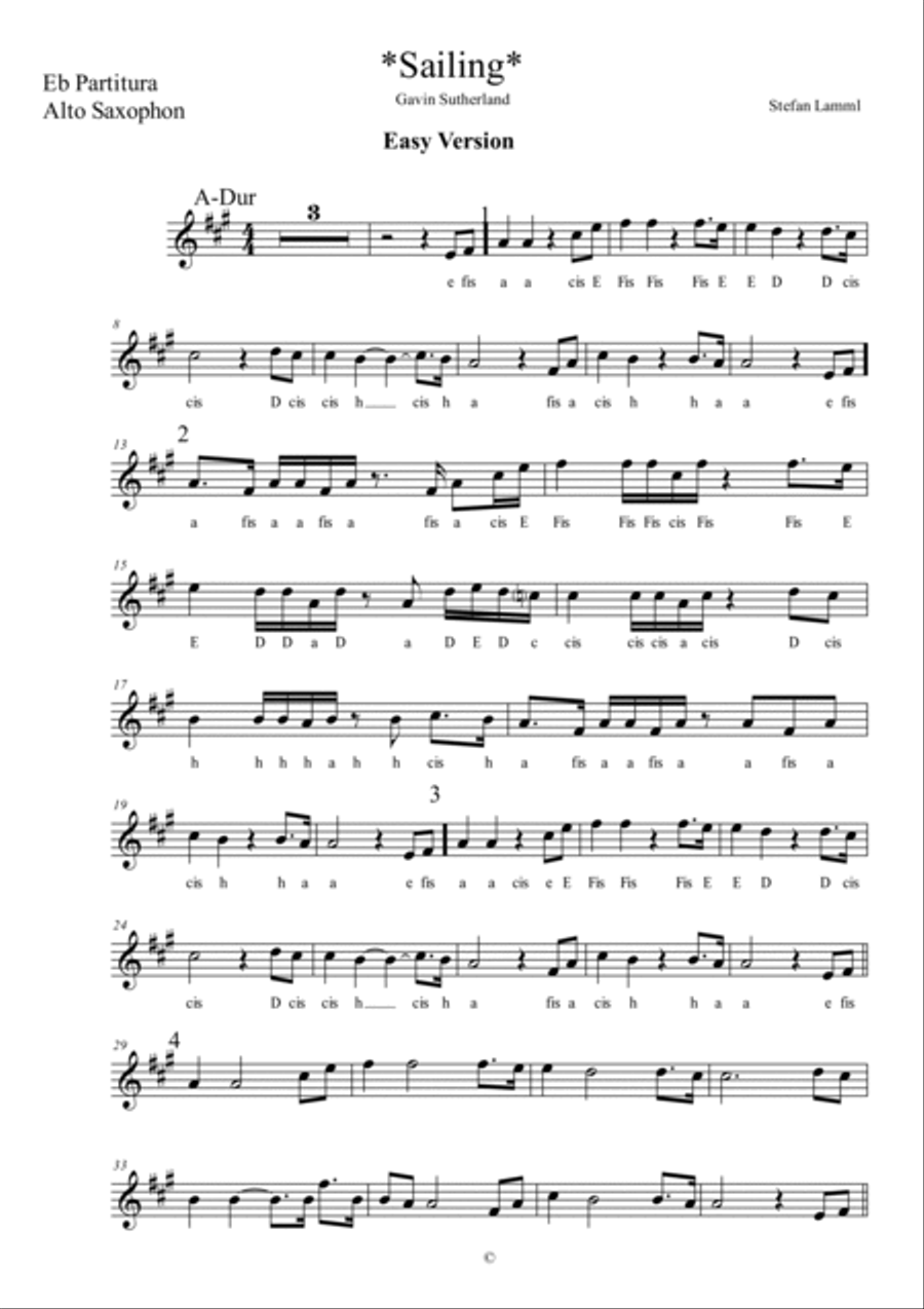 Sailing Sailing Tenor Saxophone scores gallery preview page 3