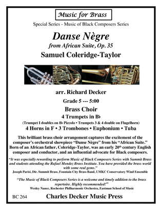 Book cover for Danse Nègre from African Suite. Op. 35 for Brass Choir