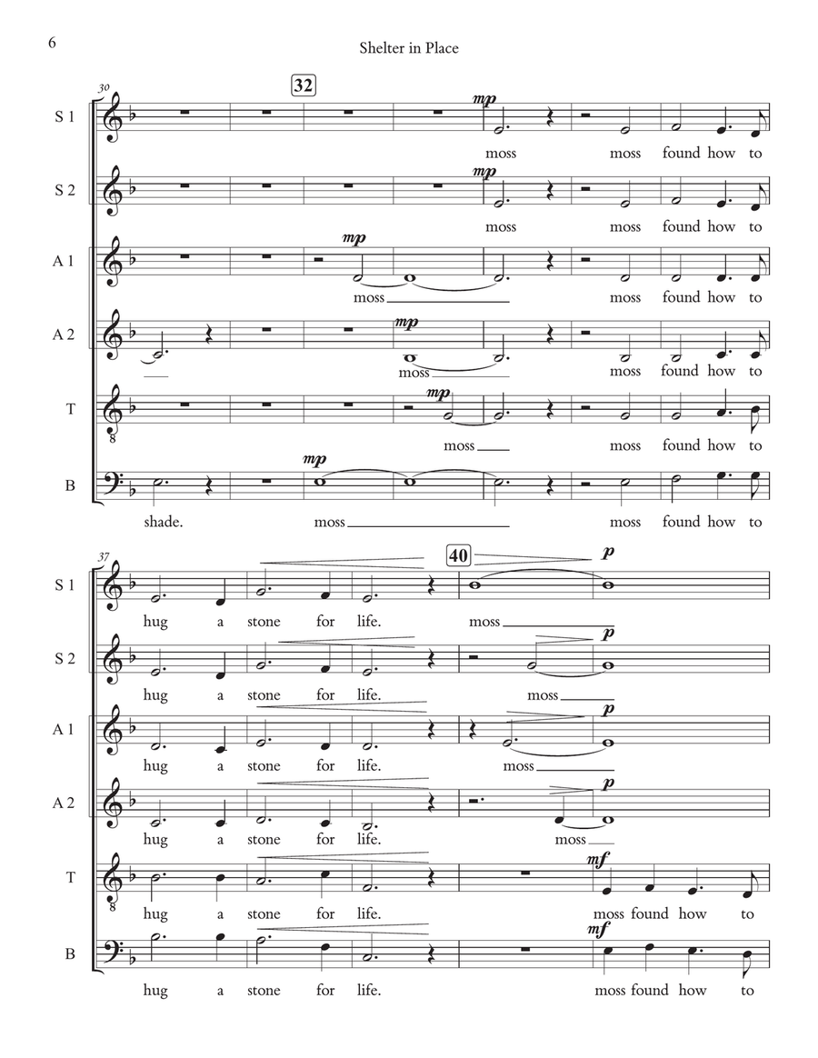 Shelter in Place for SSAATB chorus and nature soundtrack SSAATB scores gallery preview page 6
