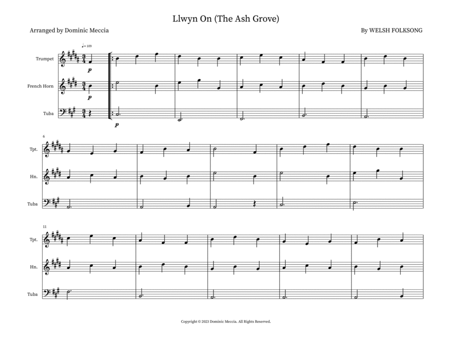 Llwyn On (The Ash Grove) Llwyn On (The Ash Grove) Horn scores gallery preview page 1