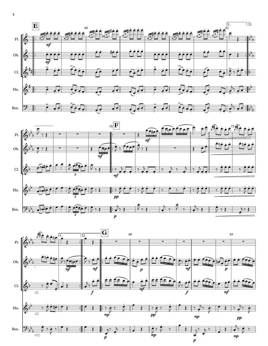 RONDO ALLA TURCA for Woodwind Quintet Woodwind Quintet scores gallery preview page 4
