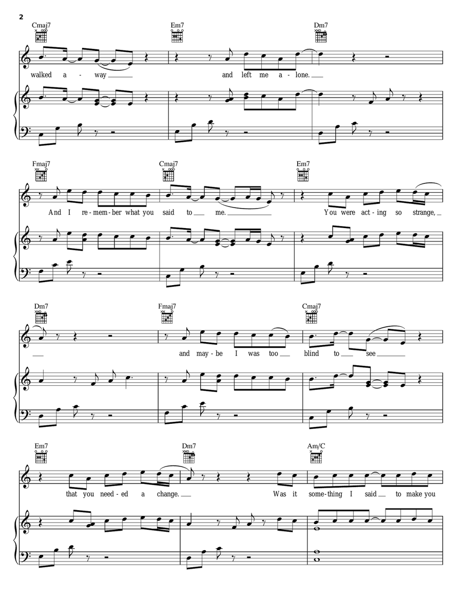 Gone Piano, Vocal, Guitar scores gallery preview page 2