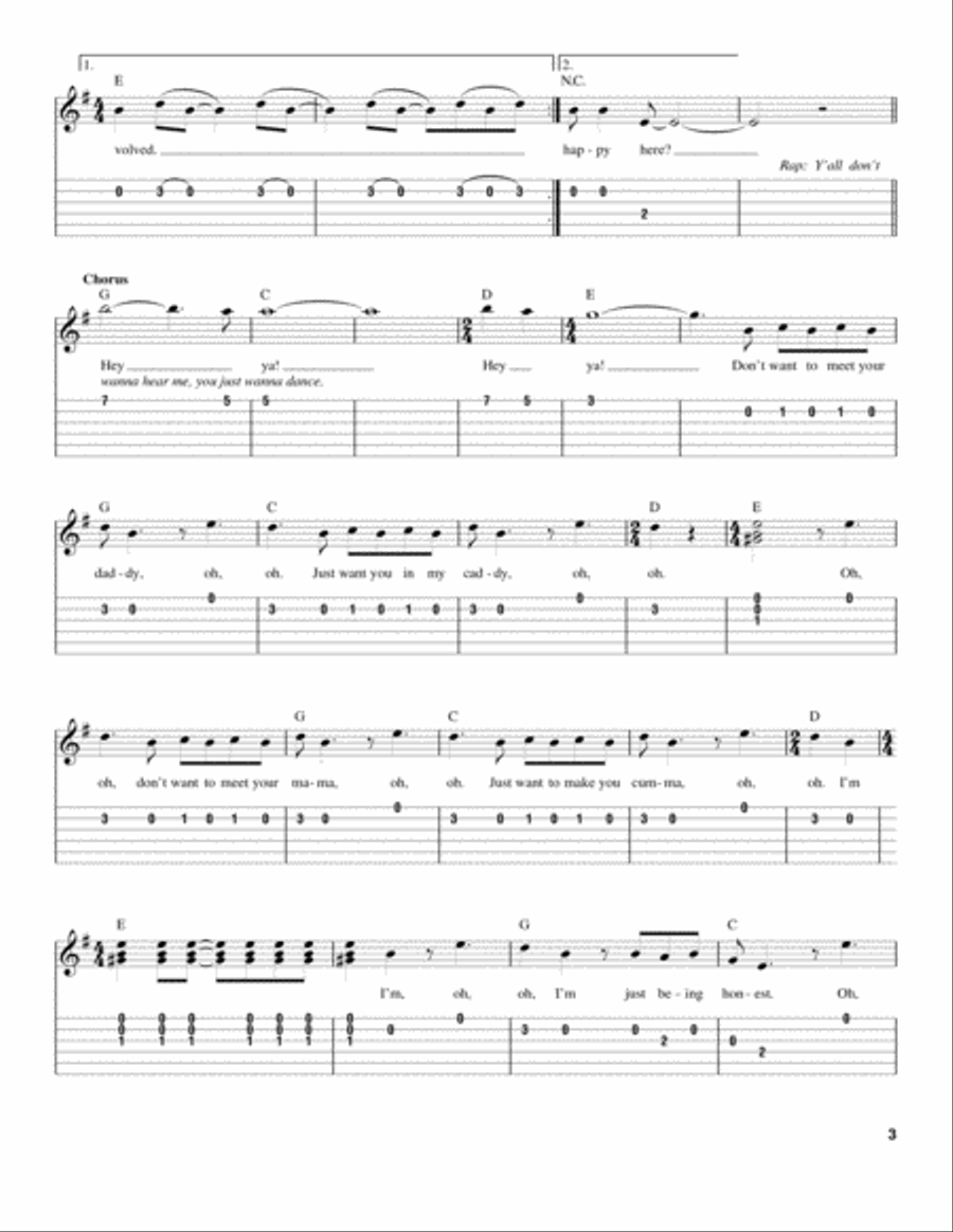 Hey Ya! Hey Ya! Acoustic Guitar scores gallery preview page 3