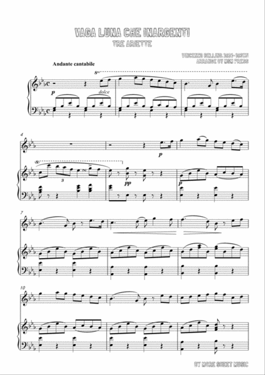 Bellini-Vaga luna che inargenti,for Flute and Piano Flute scores gallery preview page 3
