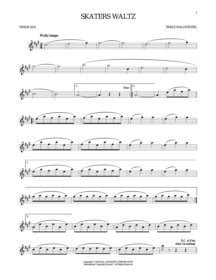The Skaters (Waltz) Tenor Saxophone scores gallery preview page 1