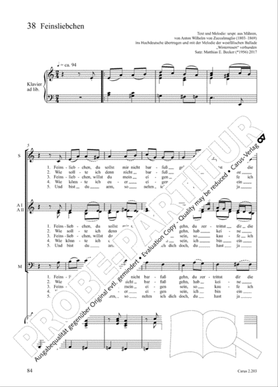 Loreley. Folk songs for choir (Loreley. Volkslieder fur Chor) Choir scores gallery preview page 91