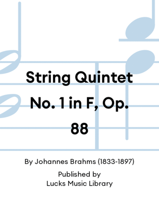 Book cover for String Quintet No. 1 in F, Op. 88