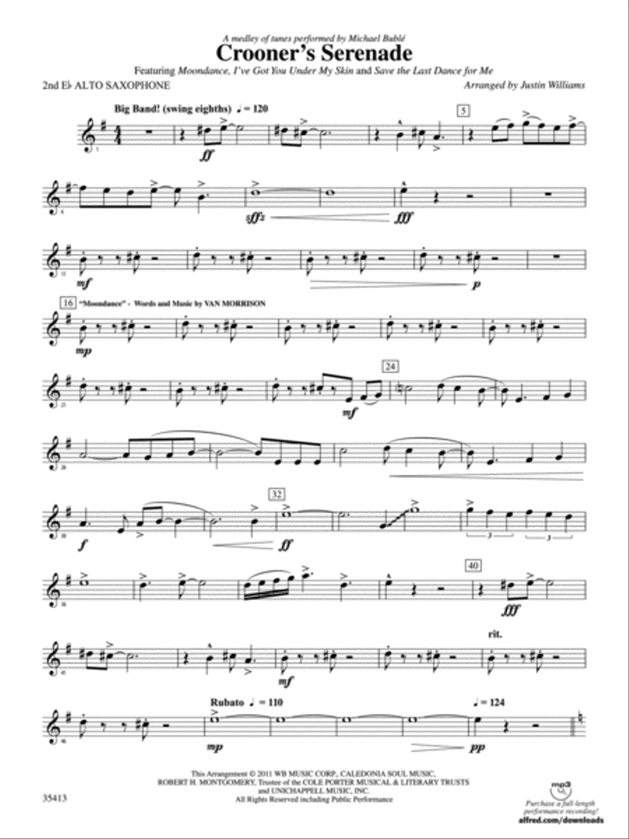 Crooner’s Serenade: 2nd E-flat Alto Saxophone Concert Band scores gallery preview page 1