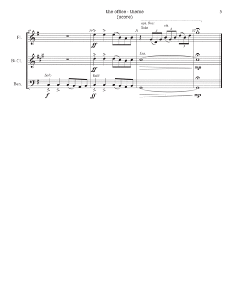 The Office - Theme Woodwind Trio scores gallery preview page 6