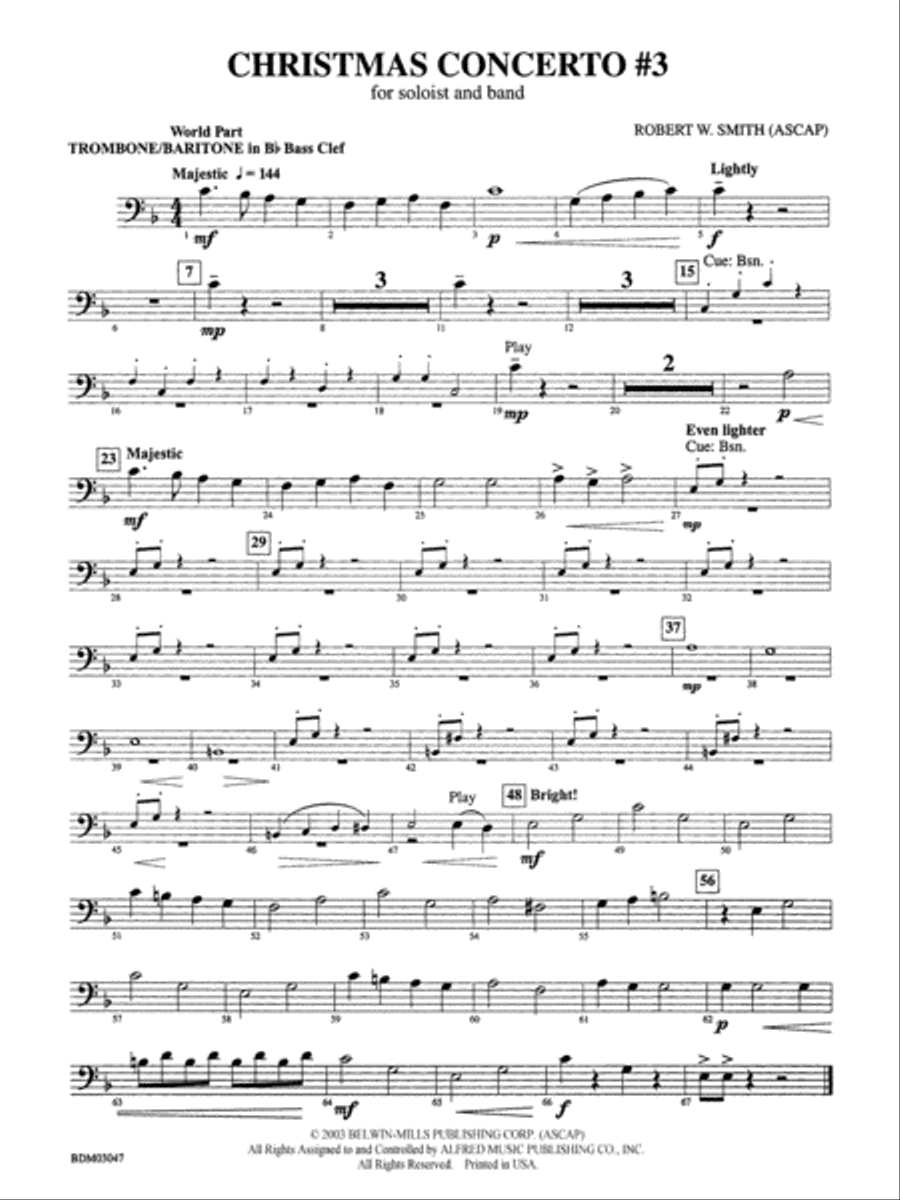 Christmas Concerto #3 (for Soloist and Band): (World Part) 1st B-flat Trombone B.C. Concert Band scores gallery preview page 1