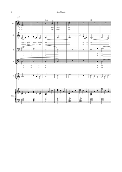Ave Maria Christmas Verson Solo SATB flute or violin or cello and piano image number null