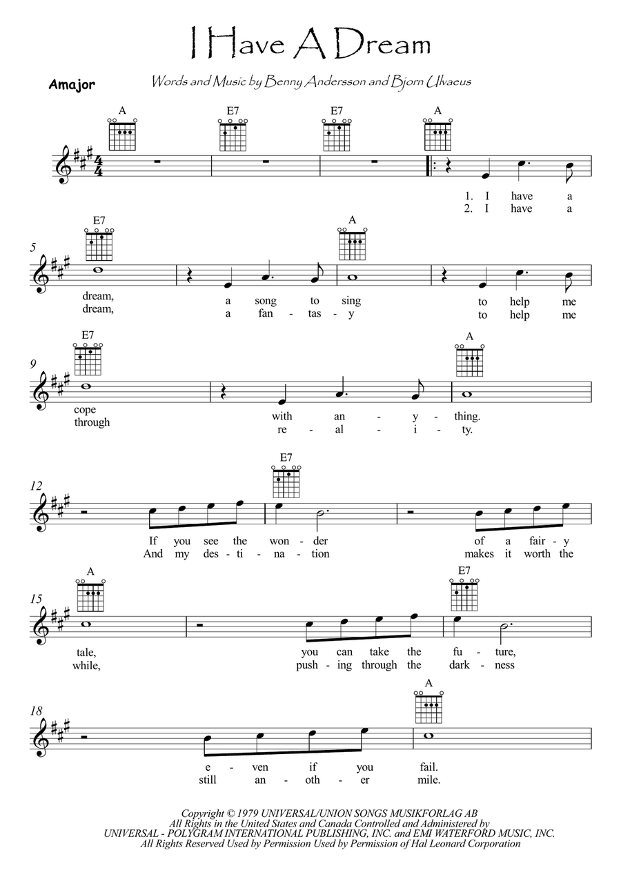 I Have A Dream Acoustic Guitar scores gallery preview page 1